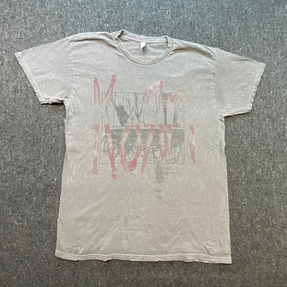 Korn Grunge Mens L Grey The Nothing Band Tee Distressed Graphic T-Shirt